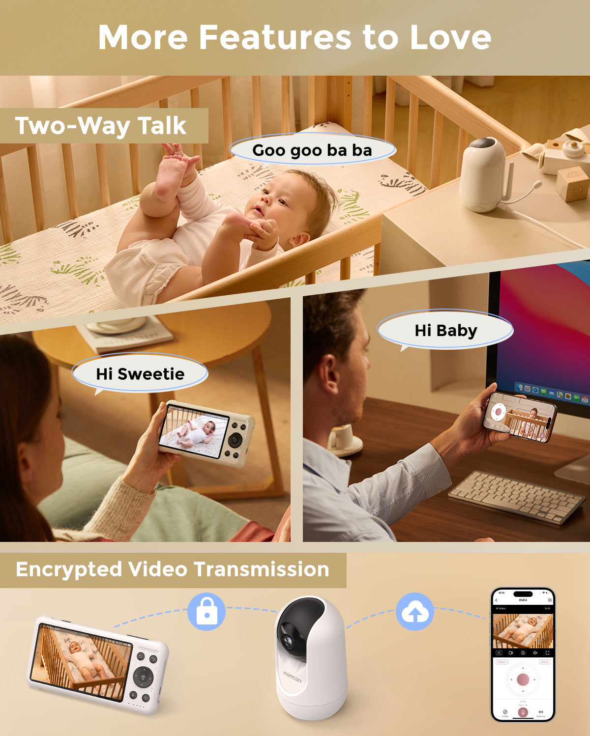 Momcozy Moniteur Bébé Intelligent à Double Mode de 5 Pouces - BM04