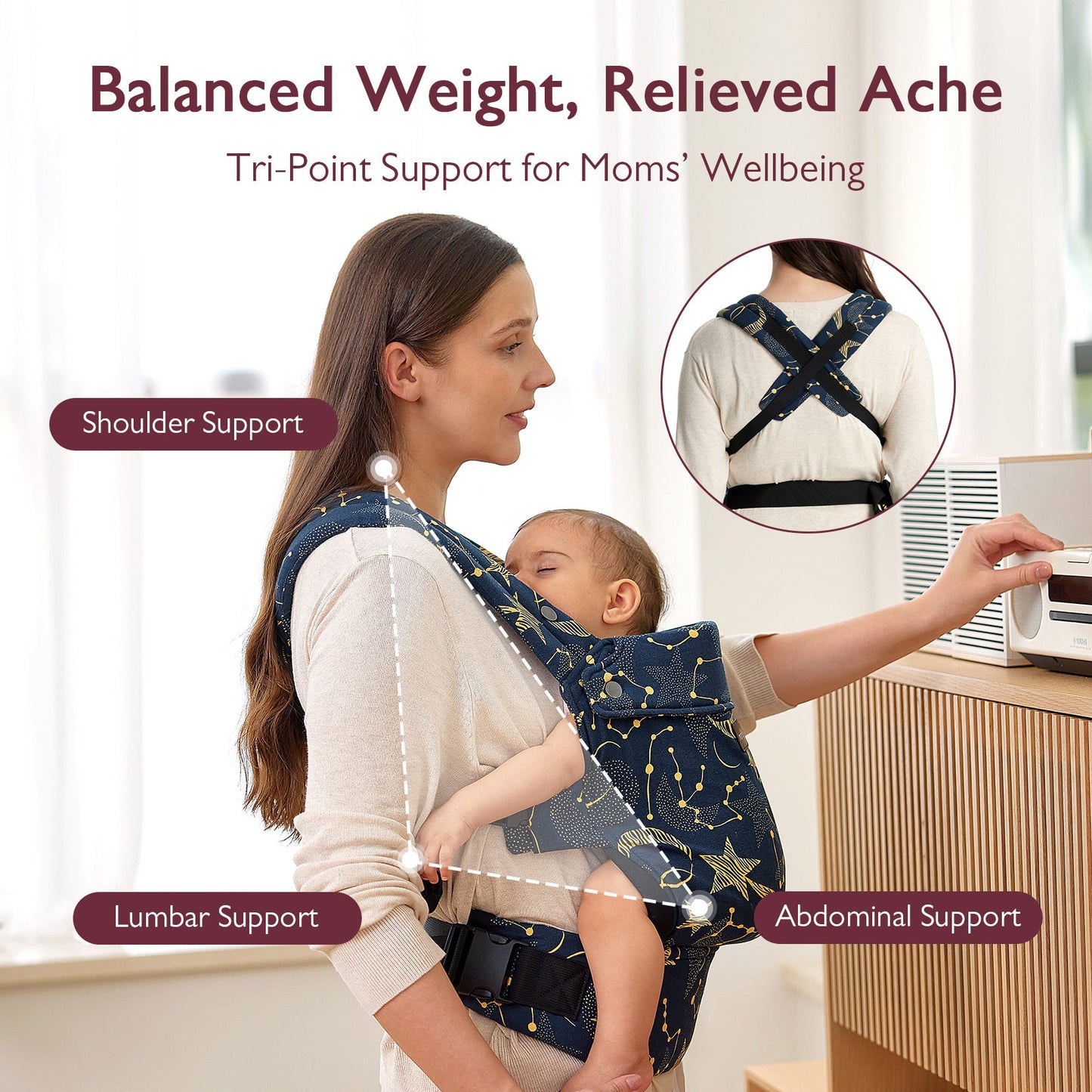 Porte-bébé Momcozy PureHug - Ergonomique, confortable & léger